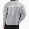 about:blank Mohair Knitted Logo Crewneck Grey Ecru