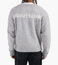 about:blank Mohair Knitted Logo Cardigan Grey Ecru