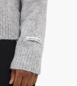 about:blank Mohair Knitted Logo Crewneck Grey Ecru