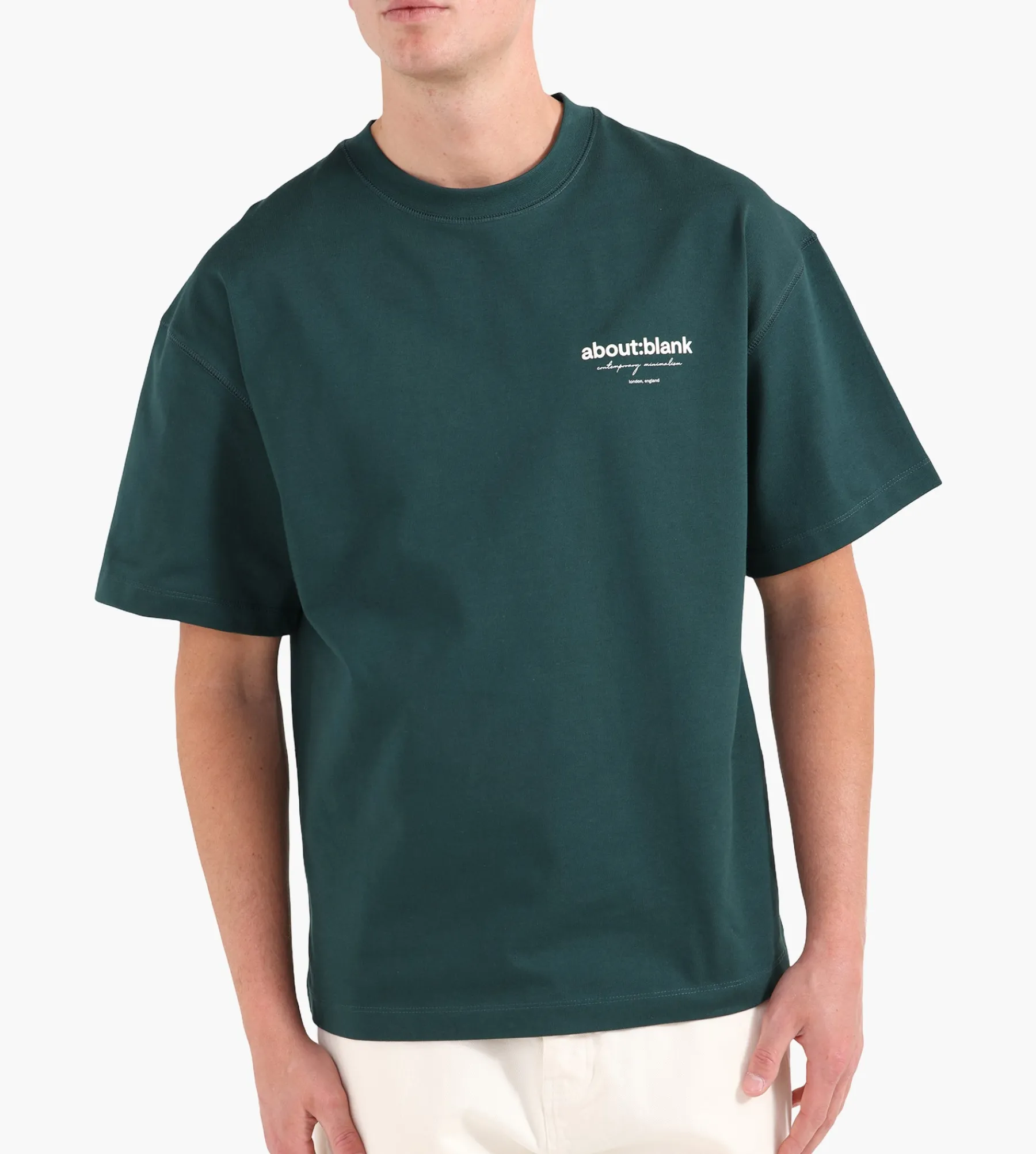 about:blank Reverse T-Shirt Epsom Green Ecru