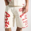 Arte Antwerp Red Print Shorts Cream