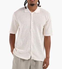Baskèts Baskets Camp Collar Knit Shirt Ecru
