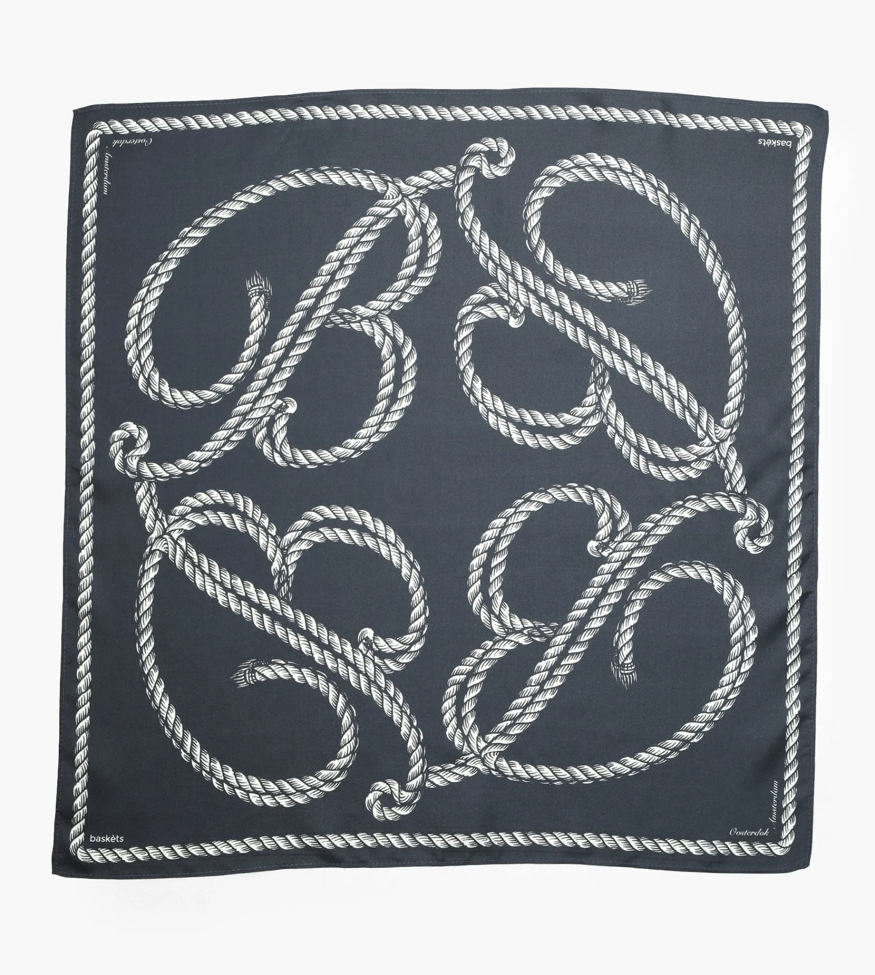 Baskèts Ropes Symbol Silk Scarf Navy