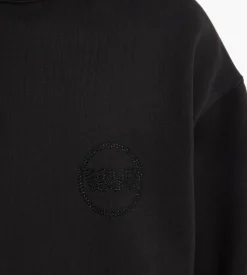 Boiler Room Hoodie Black Rhinestone On Stone Wash Black