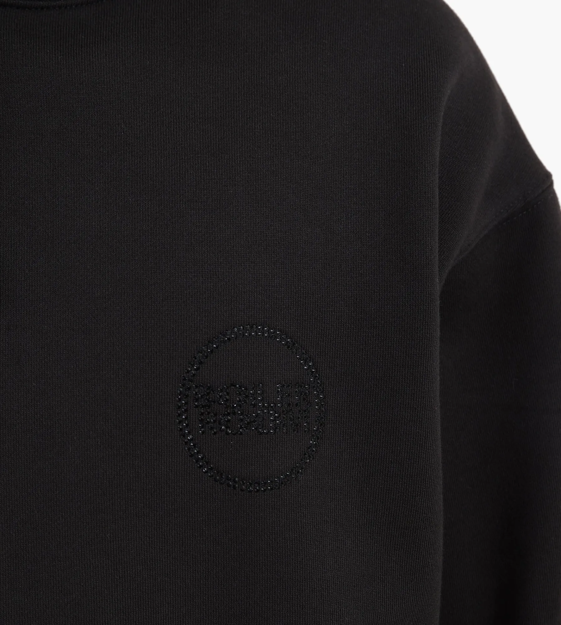 Boiler Room Hoodie Black Rhinestone On Stone Wash Black