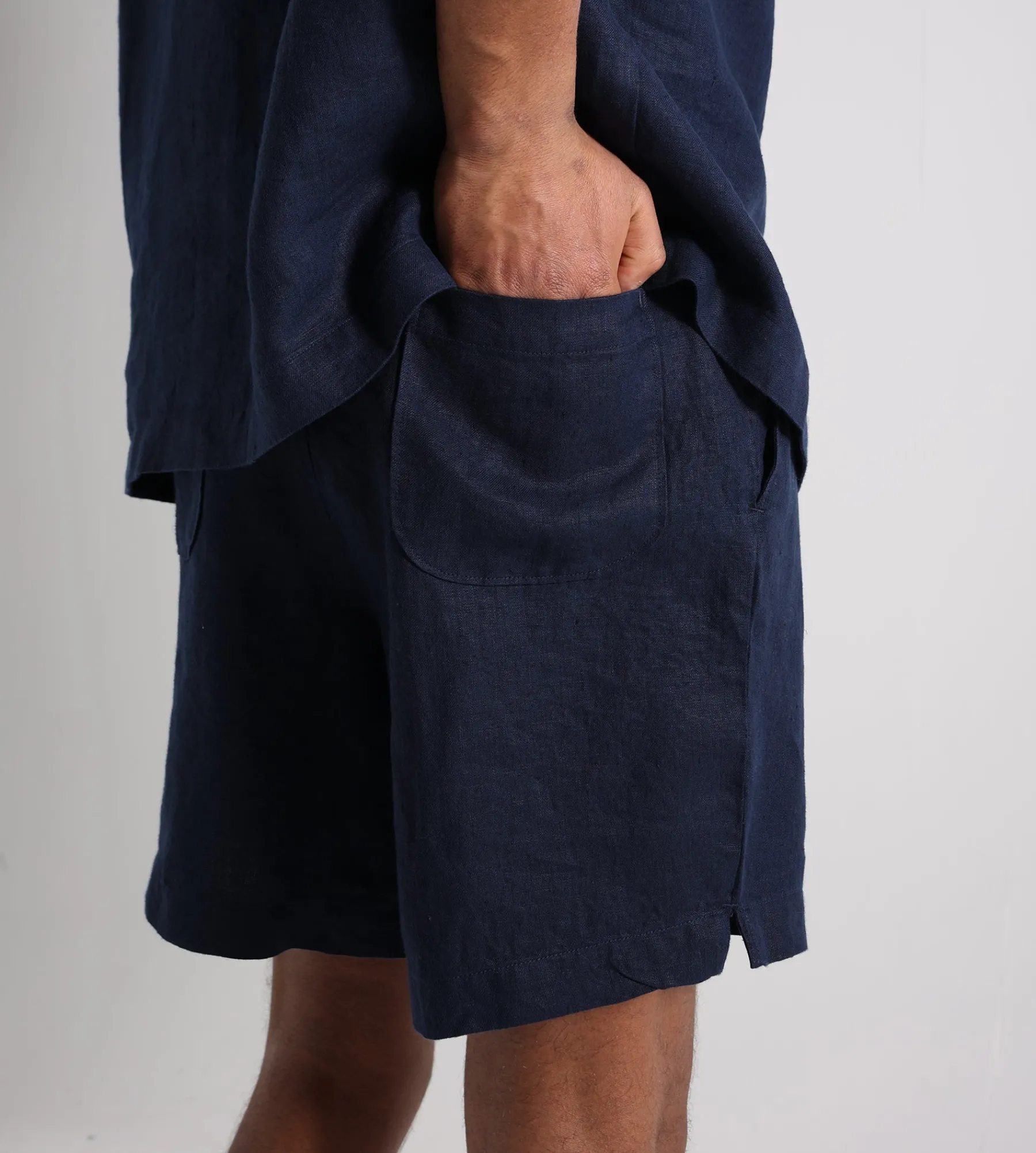 Bram's Fruit Garden Hose Linen Shorts Navy