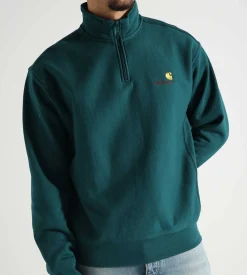 Carhartt WIP Half Zip American Script Sweater Malachite