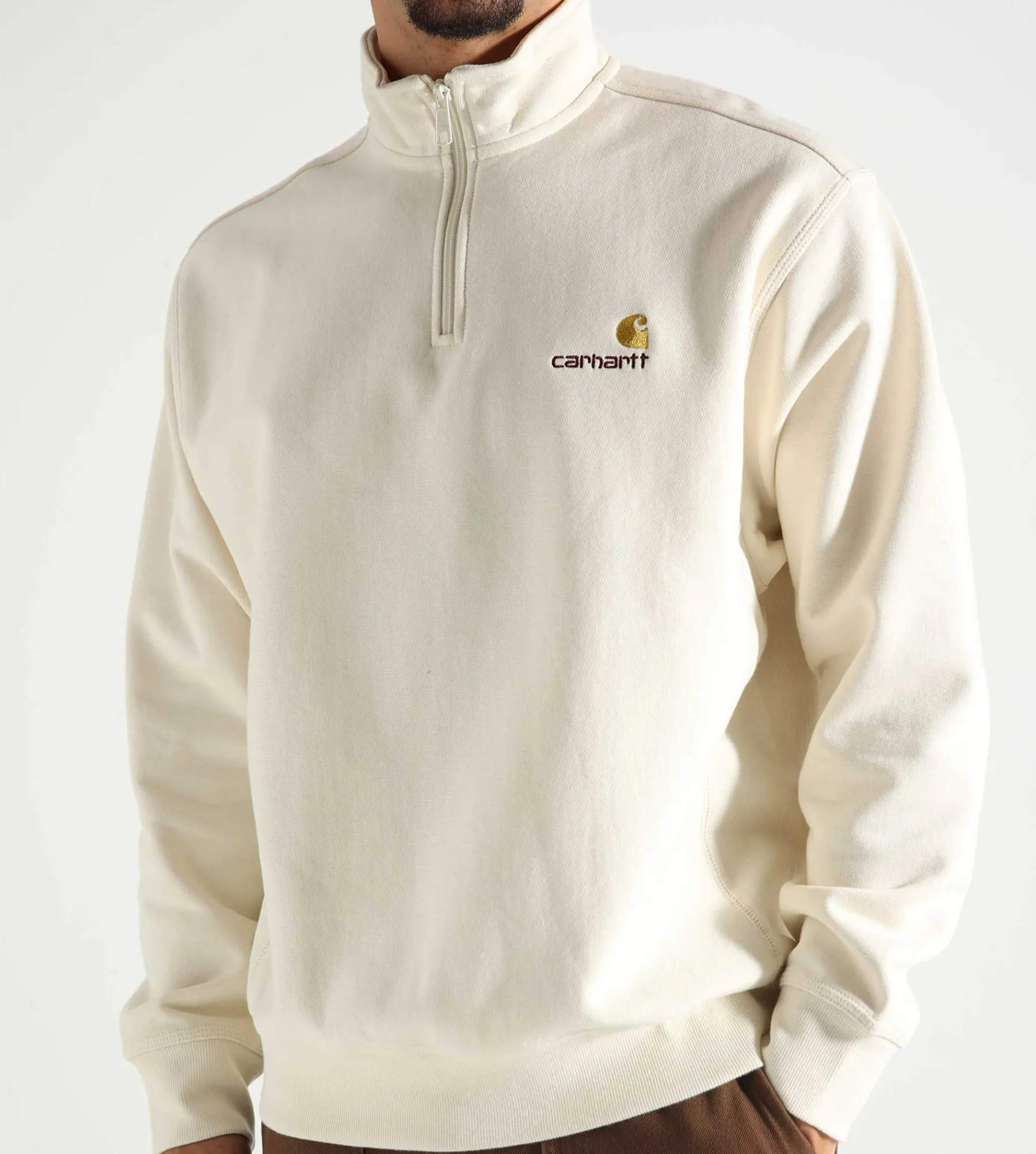 Carhartt WIP Half Zip American Script Sweater Natural