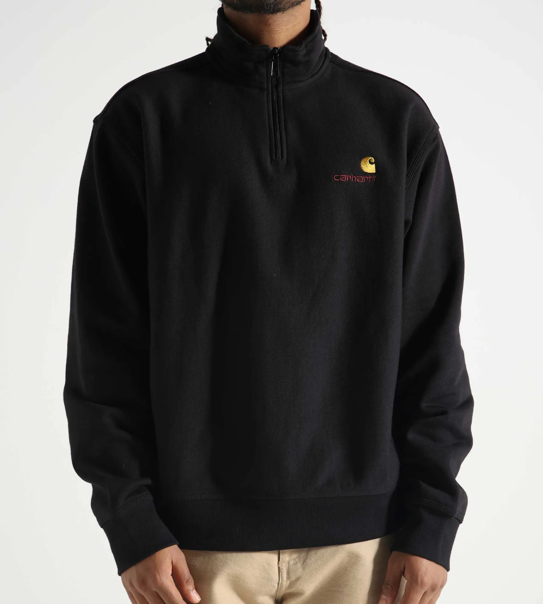 Carhartt WIP Half Zip American Script Sweater Black