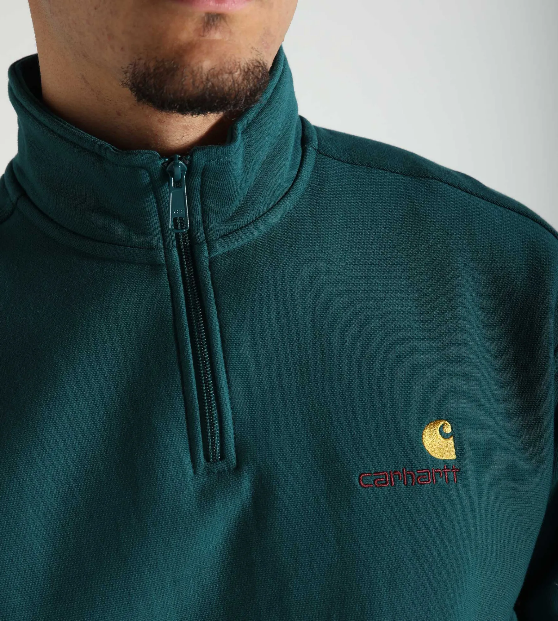 Carhartt WIP Half Zip American Script Sweater Malachite