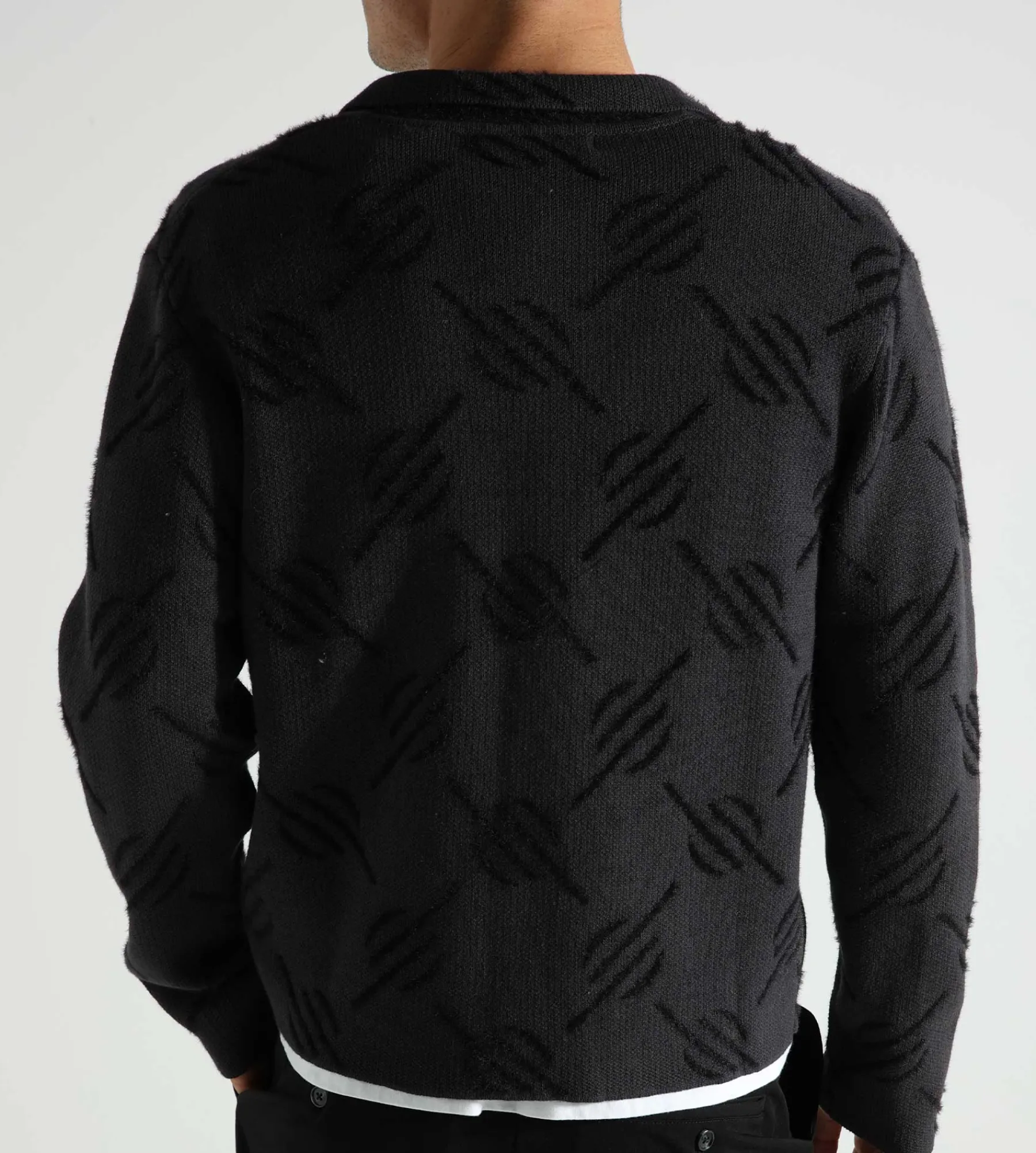 Daily Paper Kirabo Monogram Knit Cardigan Jet Black