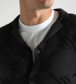 Daily Paper Kirabo Monogram Knit Cardigan Jet Black