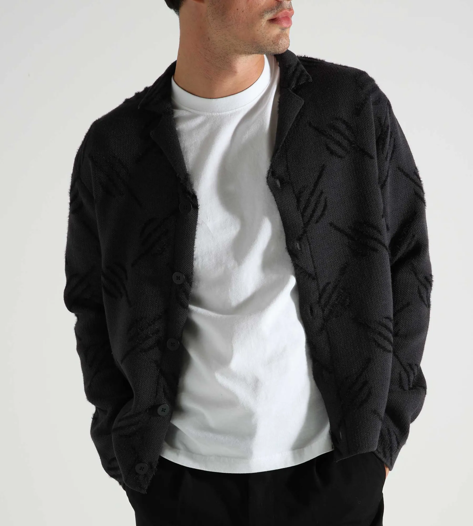 Daily Paper Kirabo Monogram Knit Cardigan Jet Black