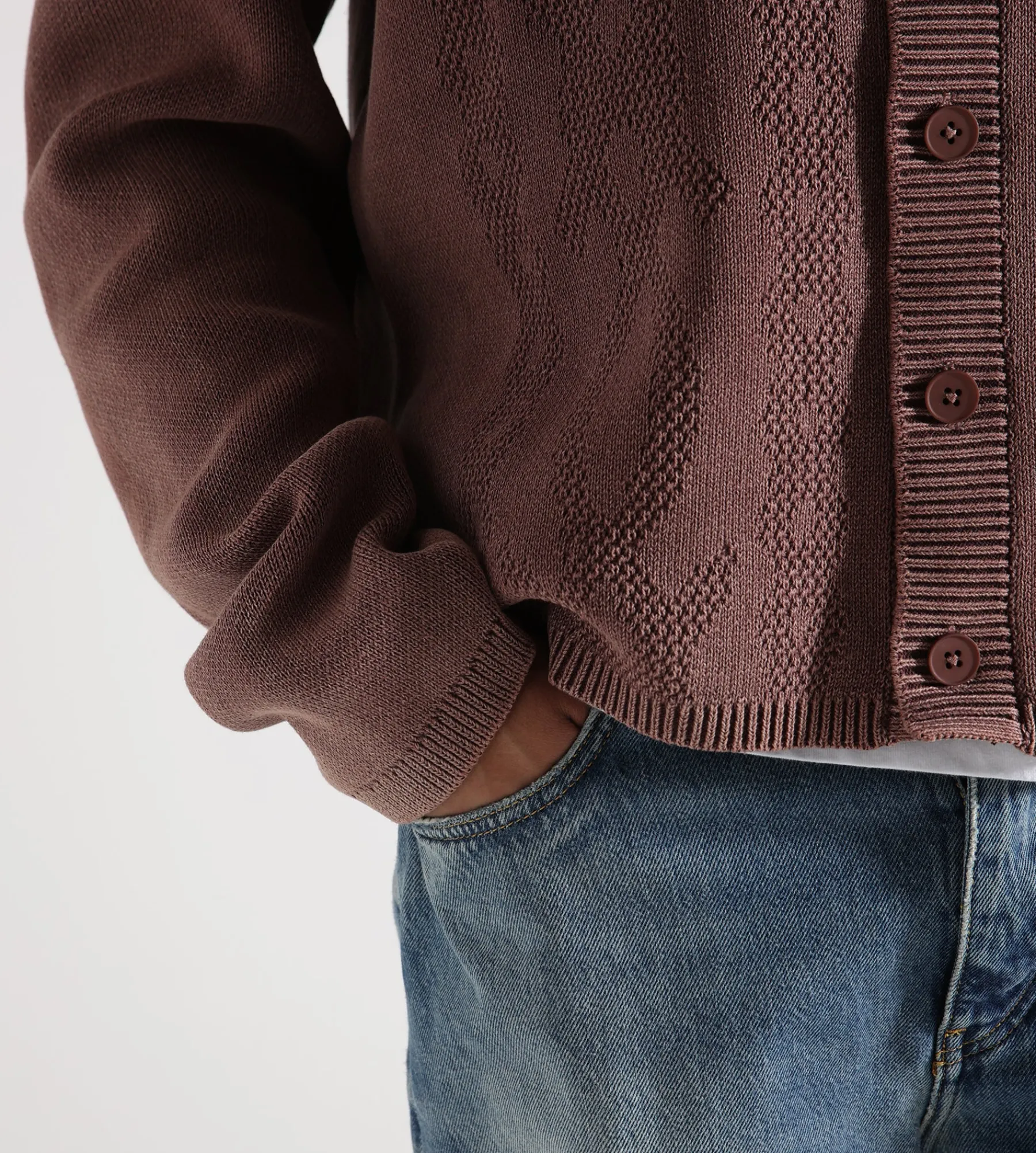 Daily Paper Shield Cable Cardigan Bordeaux Red