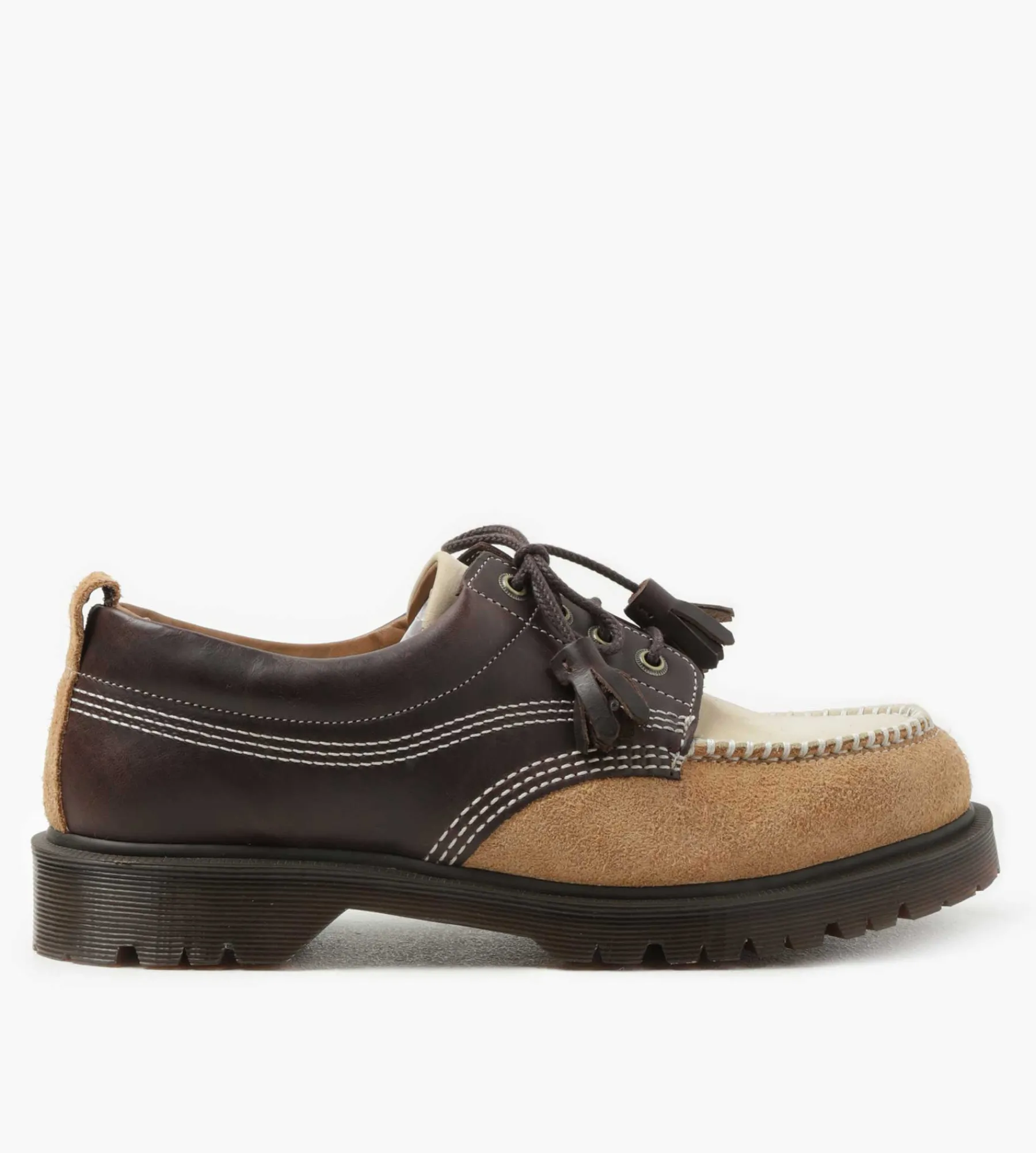 Dr. Martens Lowell Dark Brown Light Tan Desert Brown Kinsley Tumble Buttersoft Hairy Suede