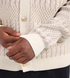 Drôle de Monsieur Le Cardigan Torsades Bicolore Off White