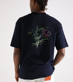 Drôle de Monsieur Le T-Shirt Slogan Esquisse Navy