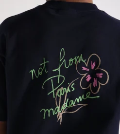 Drôle de Monsieur Le T-Shirt Slogan Esquisse Navy
