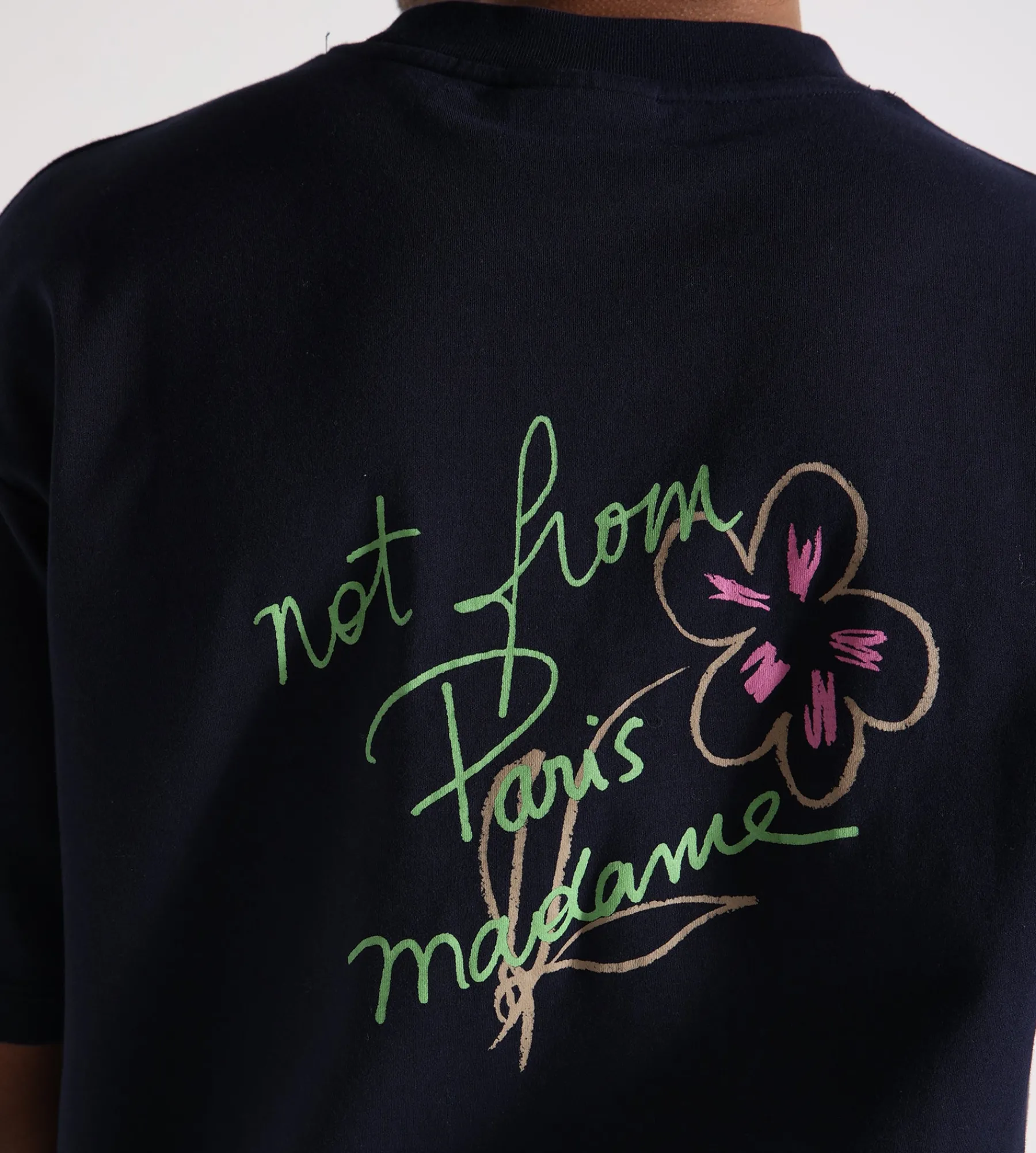 Drôle de Monsieur Le T-Shirt Slogan Esquisse Navy