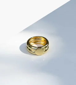Golia Double Band Signet Ring Gold