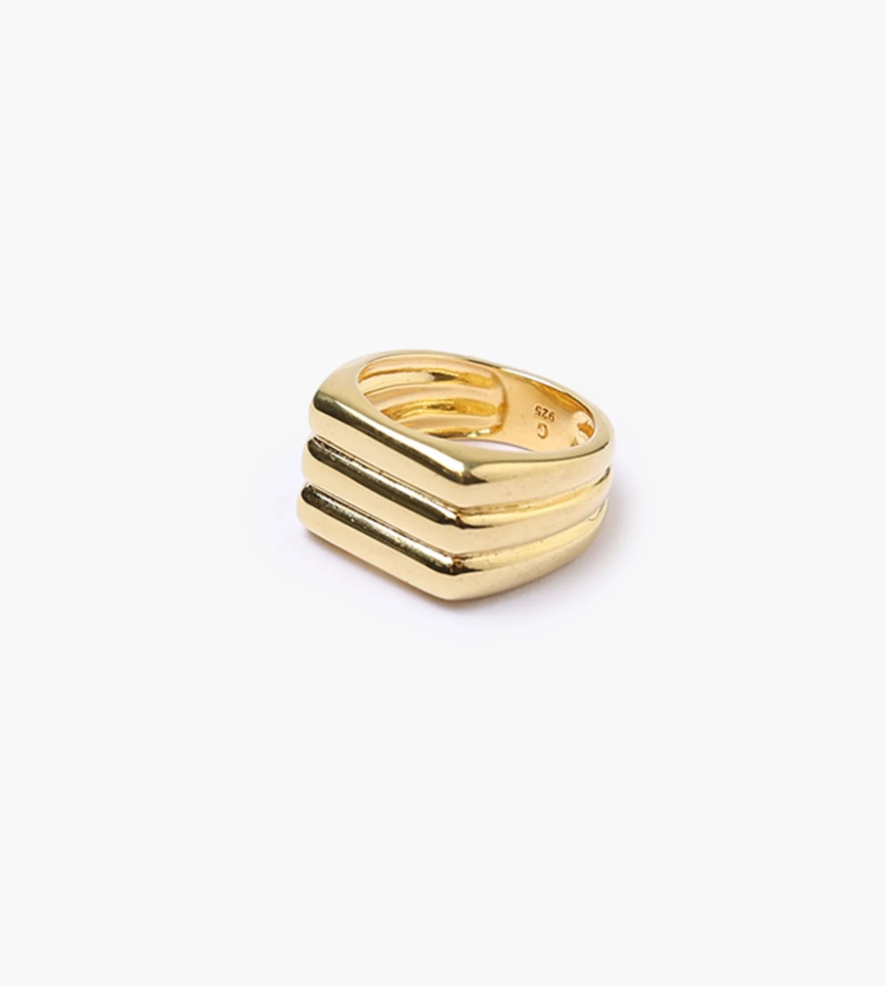 Golia Triple Band Signet Ring Gold