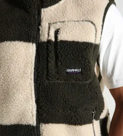 Gramicci Checkered Sherpa Vest Natural Olive Check
