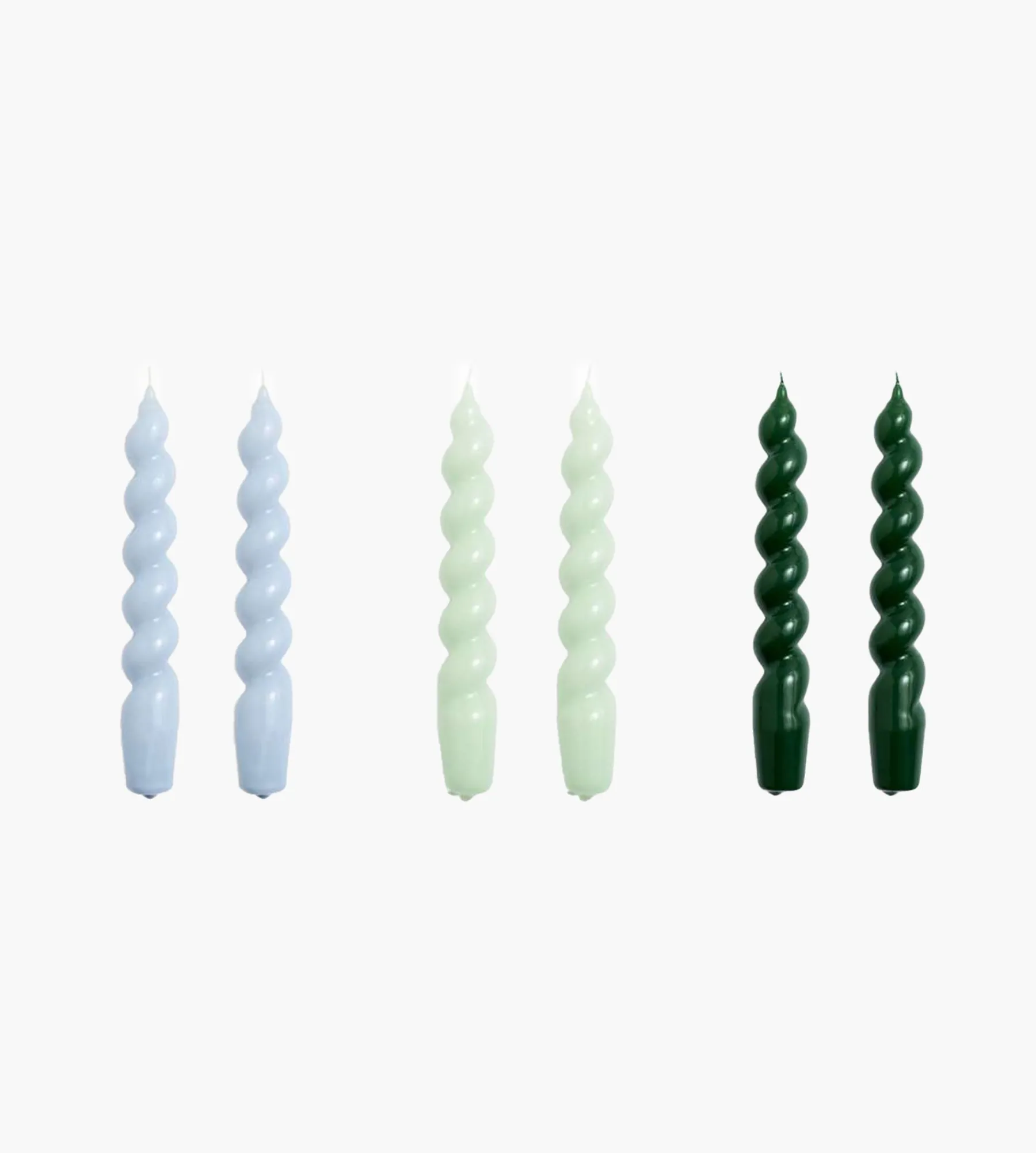 HAY Candle Spiral Set Of 6 Light Blue Mint Green