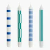 Hay Pattern Candle Light Grey Blue Green Set Of 4