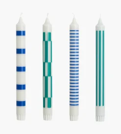 Hay Pattern Candle Light Grey Blue Green Set Of 4