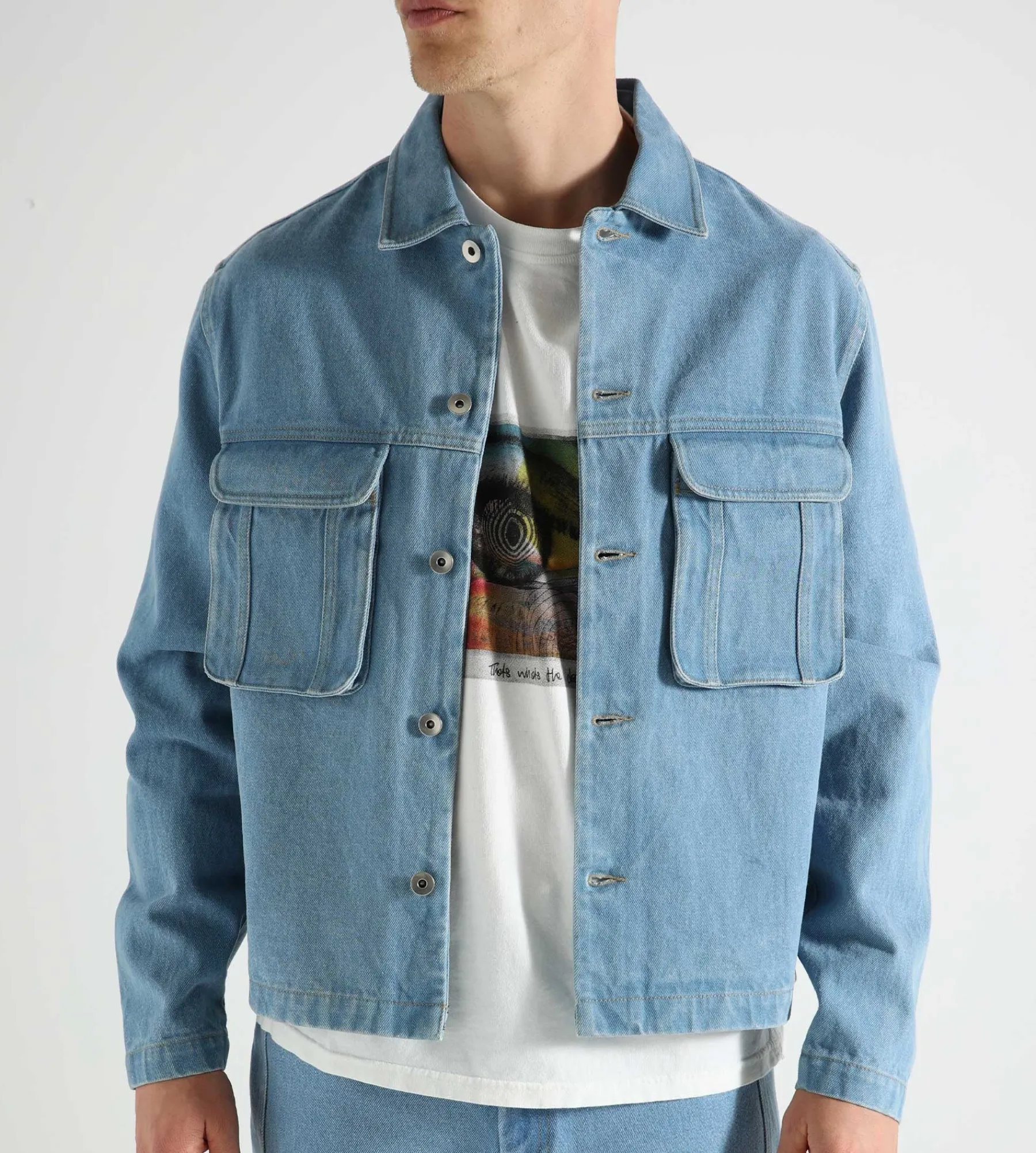 Magic Castles Trip Denim Jacket Ice Blue