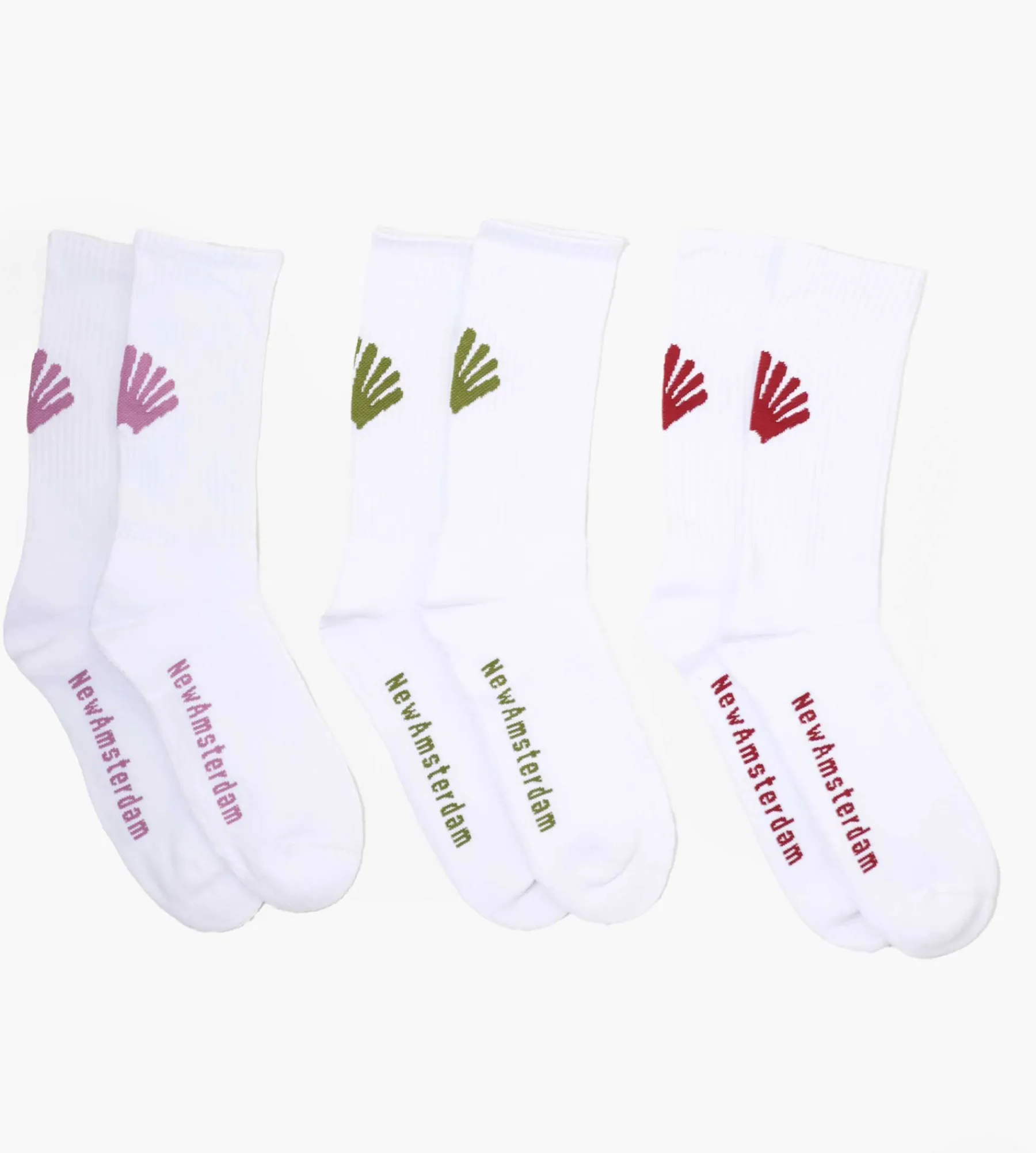 New Amsterdam Surf Association Logo Socks 3 Packs White Base