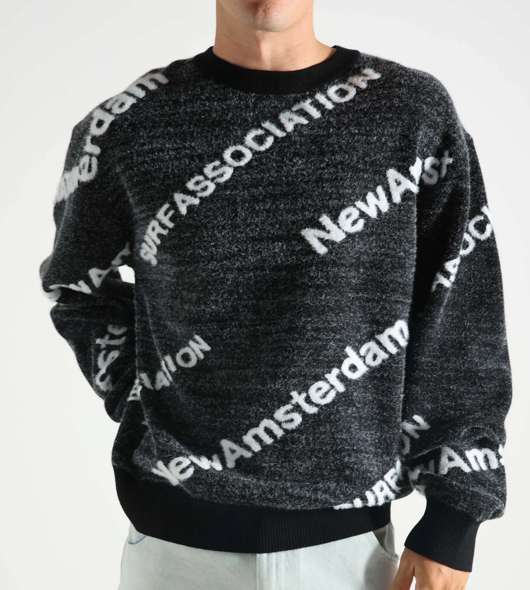 New Amsterdam Surf Association Name Knit Aop Black W White