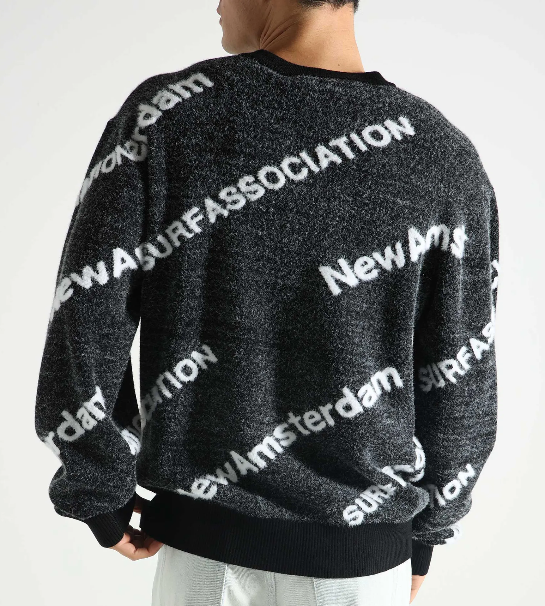 New Amsterdam Surf Association Name Knit Aop Black W White