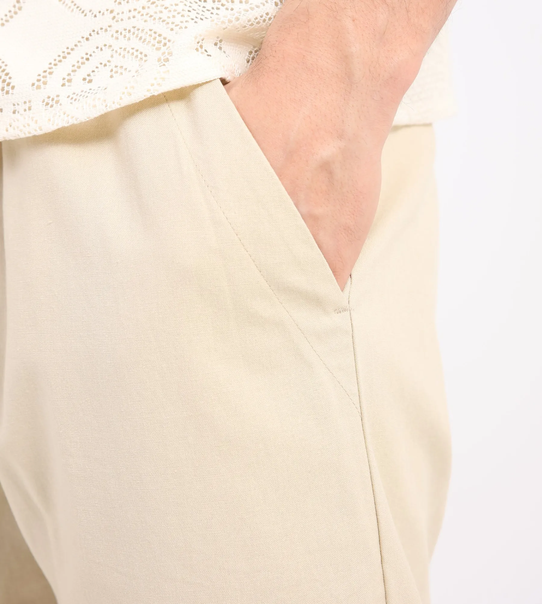 OAS Beige Linen Shorts