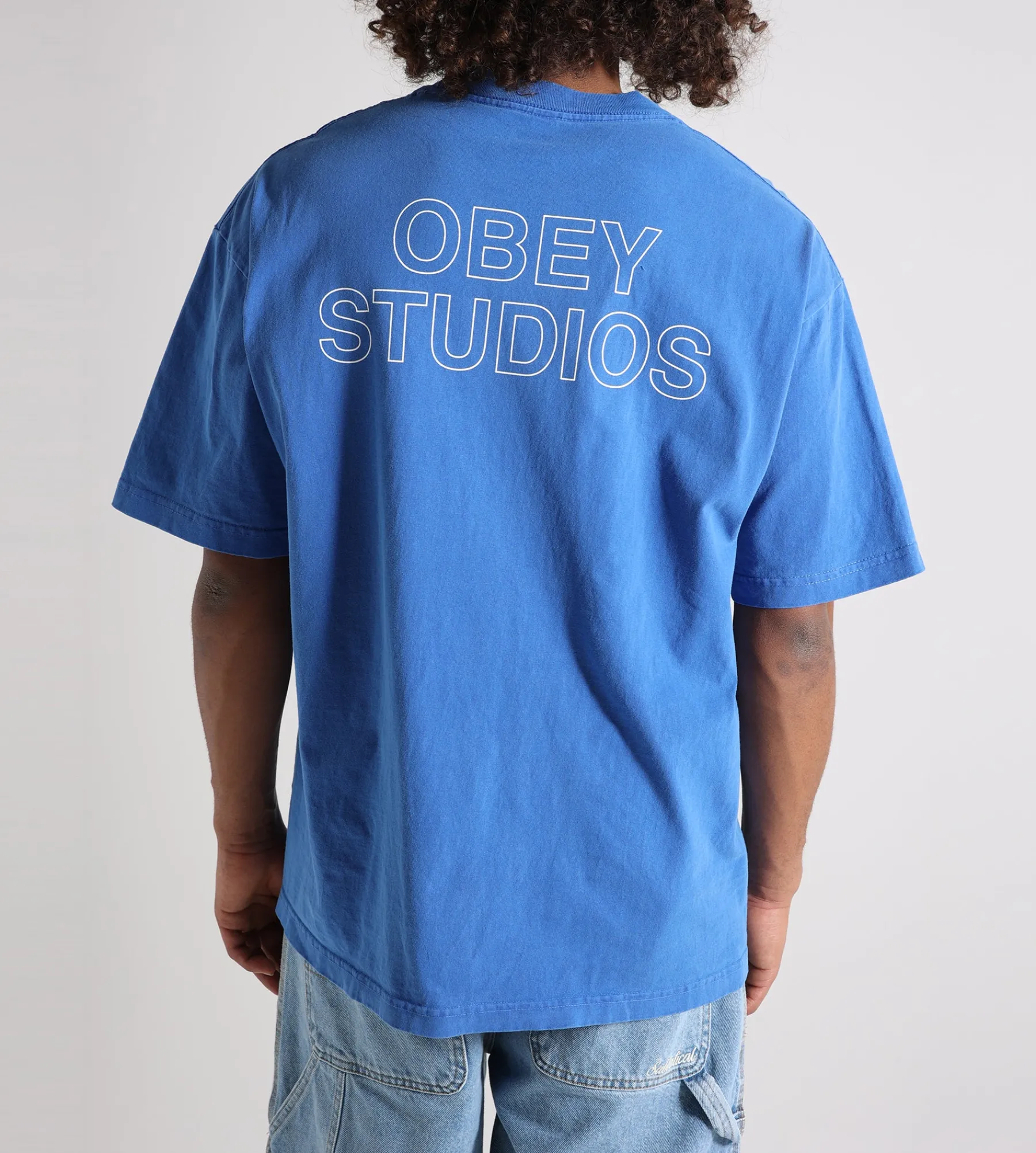 Obey Studios Outline Tee Pigment Electric Indigo