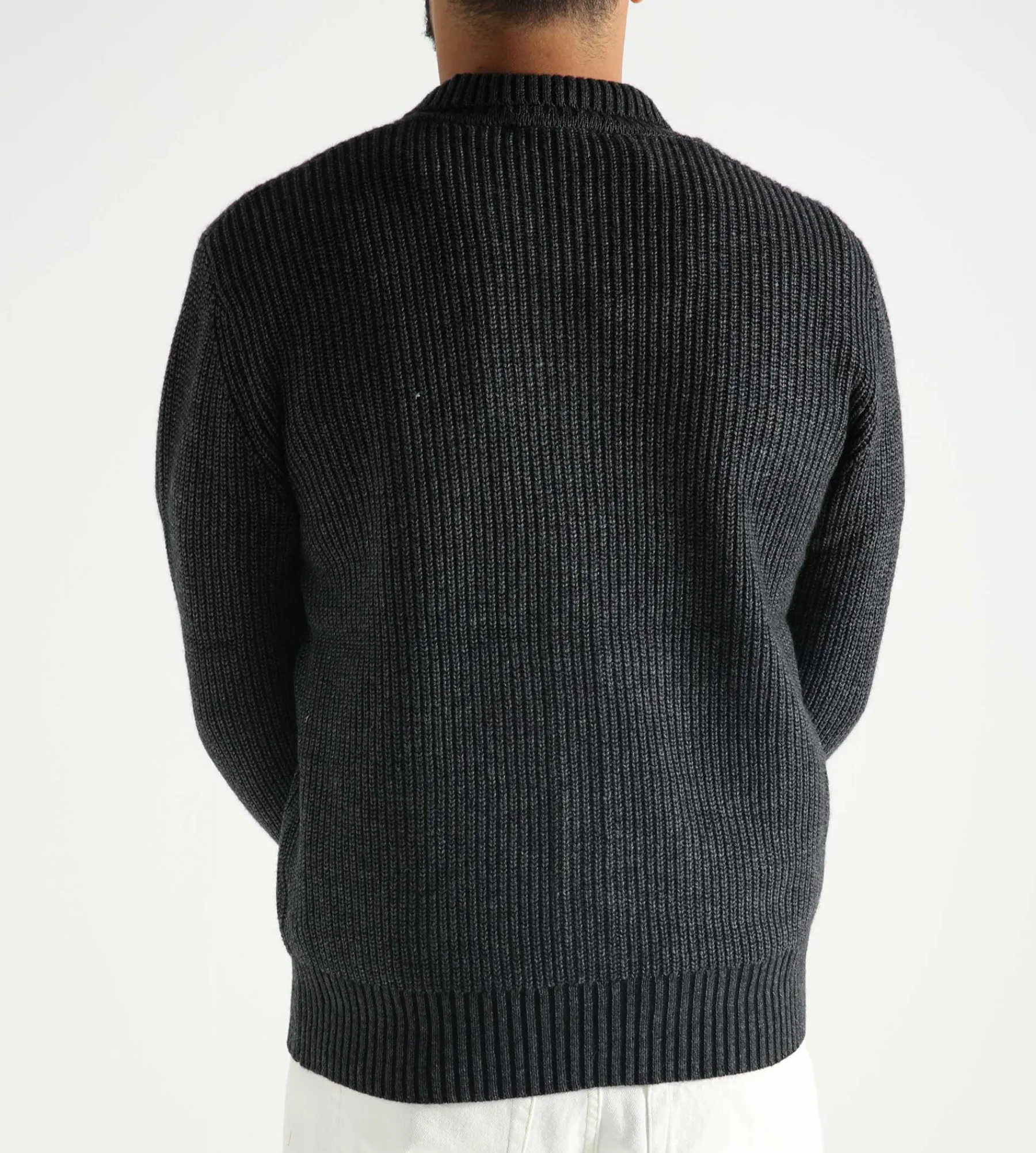 OLAF Knitted Ribbed Cardigan Dk Grey