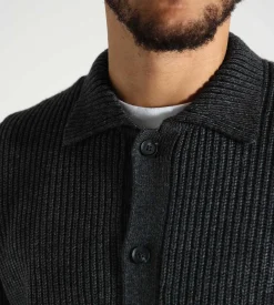 OLAF Knitted Ribbed Cardigan Dk Grey