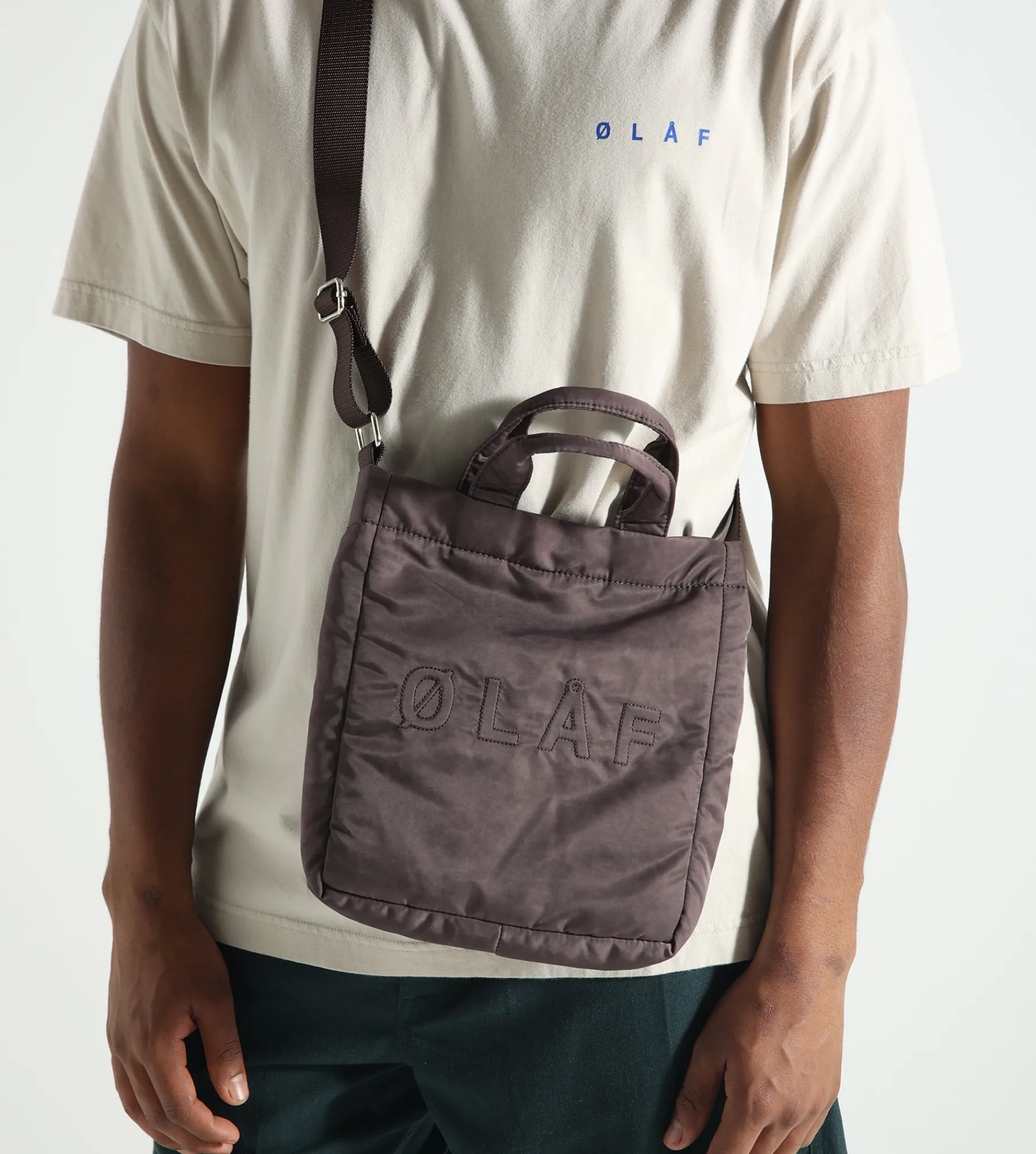 OLAF Nylon Mini Tote Army Brown