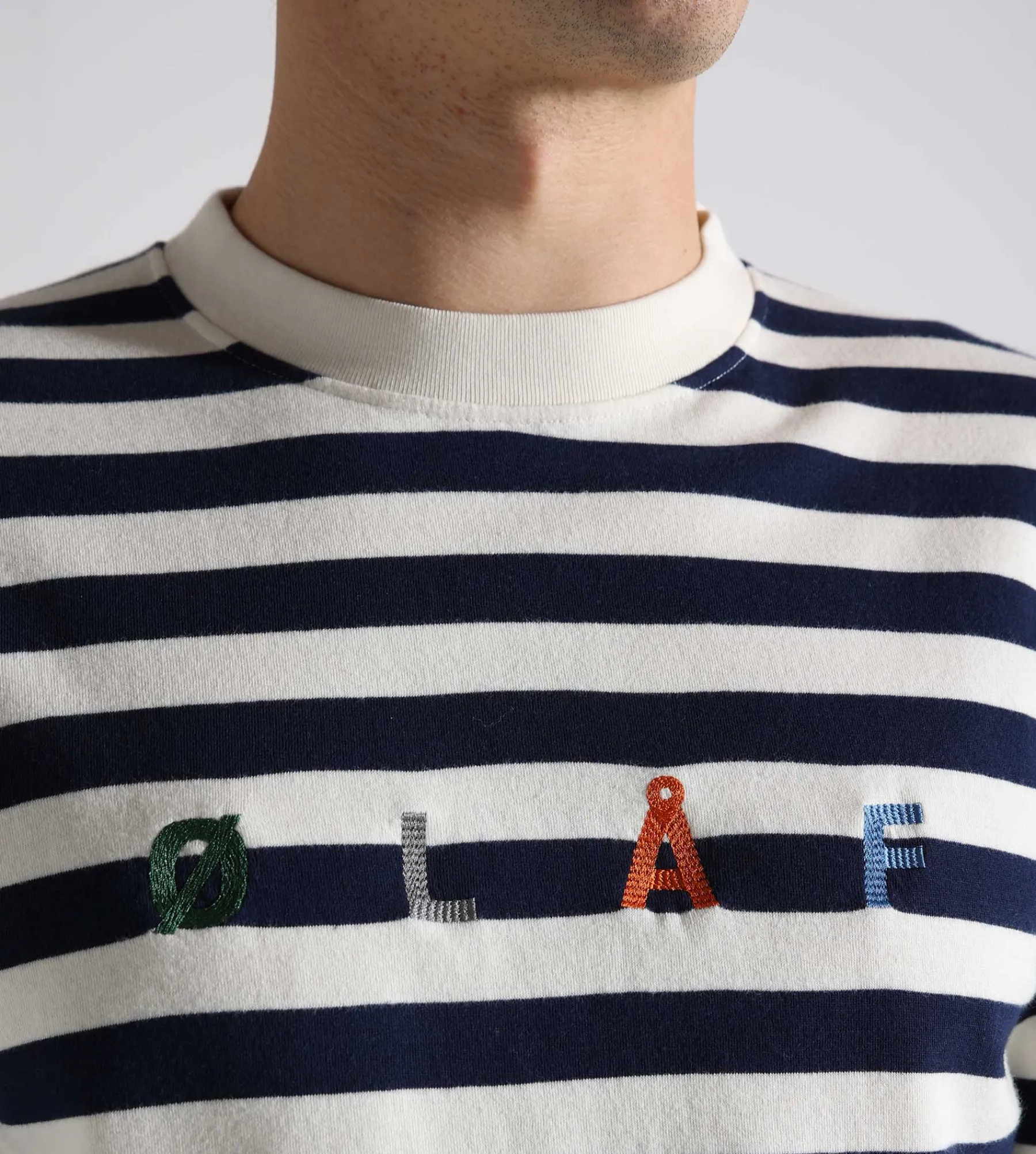 OLAF Stripe Sans Longsleeve Tee White Blue