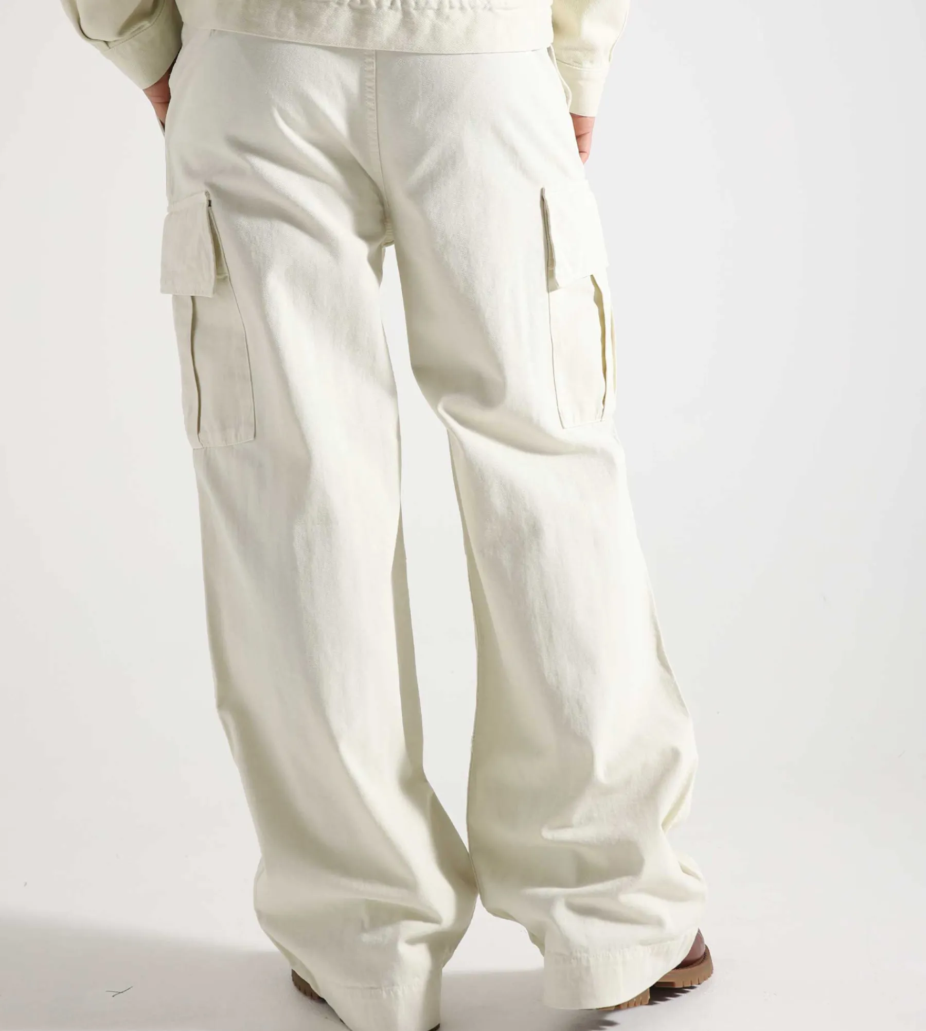 Palmes Herringbone Cargo Trousers Cotton Herringbone Off-White