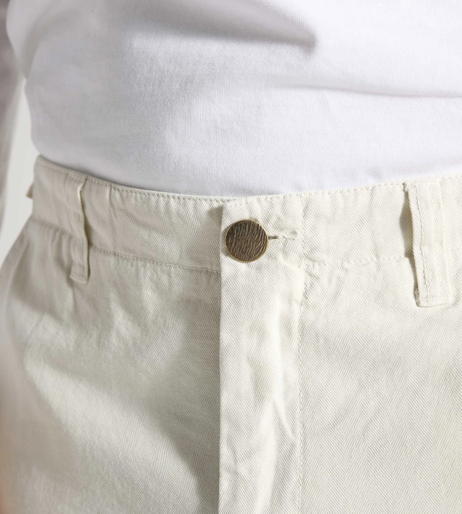 Palmes Herringbone Cargo Trousers Cotton Herringbone Off-White