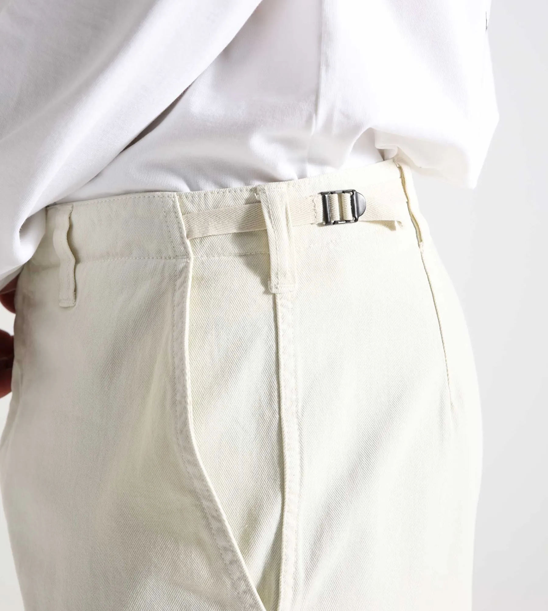 Palmes Herringbone Cargo Trousers Cotton Herringbone Off-White