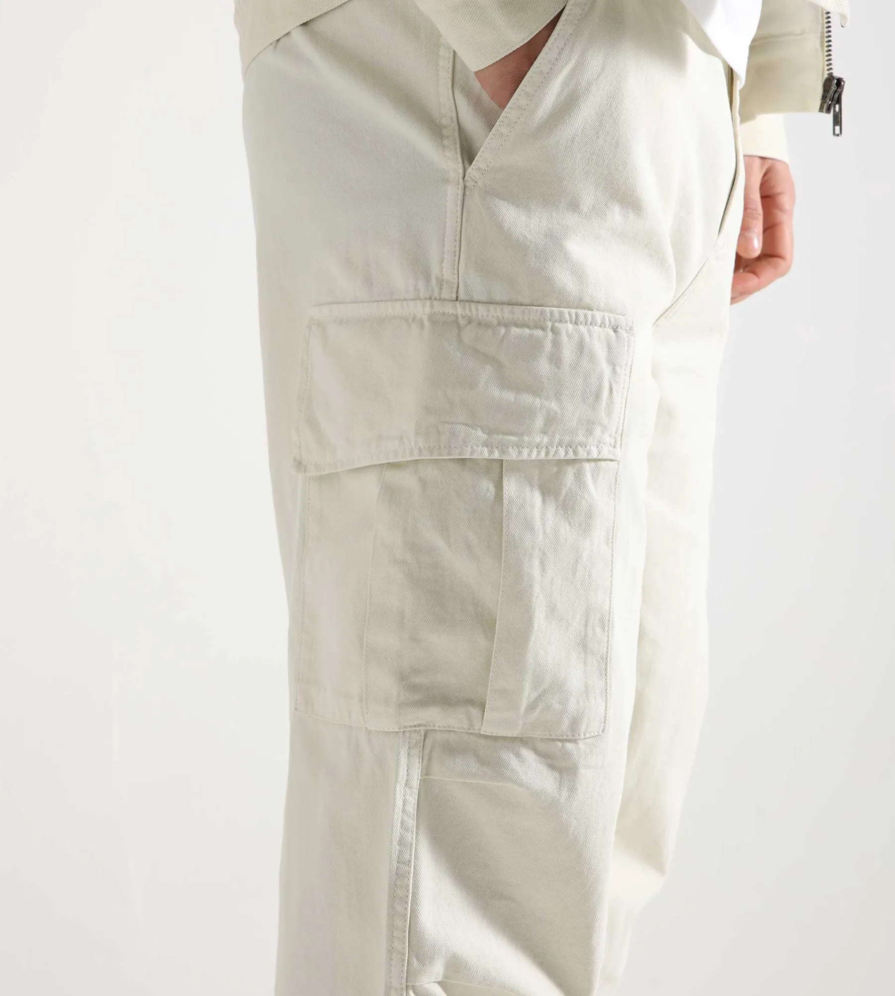Palmes Herringbone Cargo Trousers Cotton Herringbone Off-White