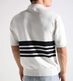 Palmes Panel Knit Polo Organic Cotton Off-White