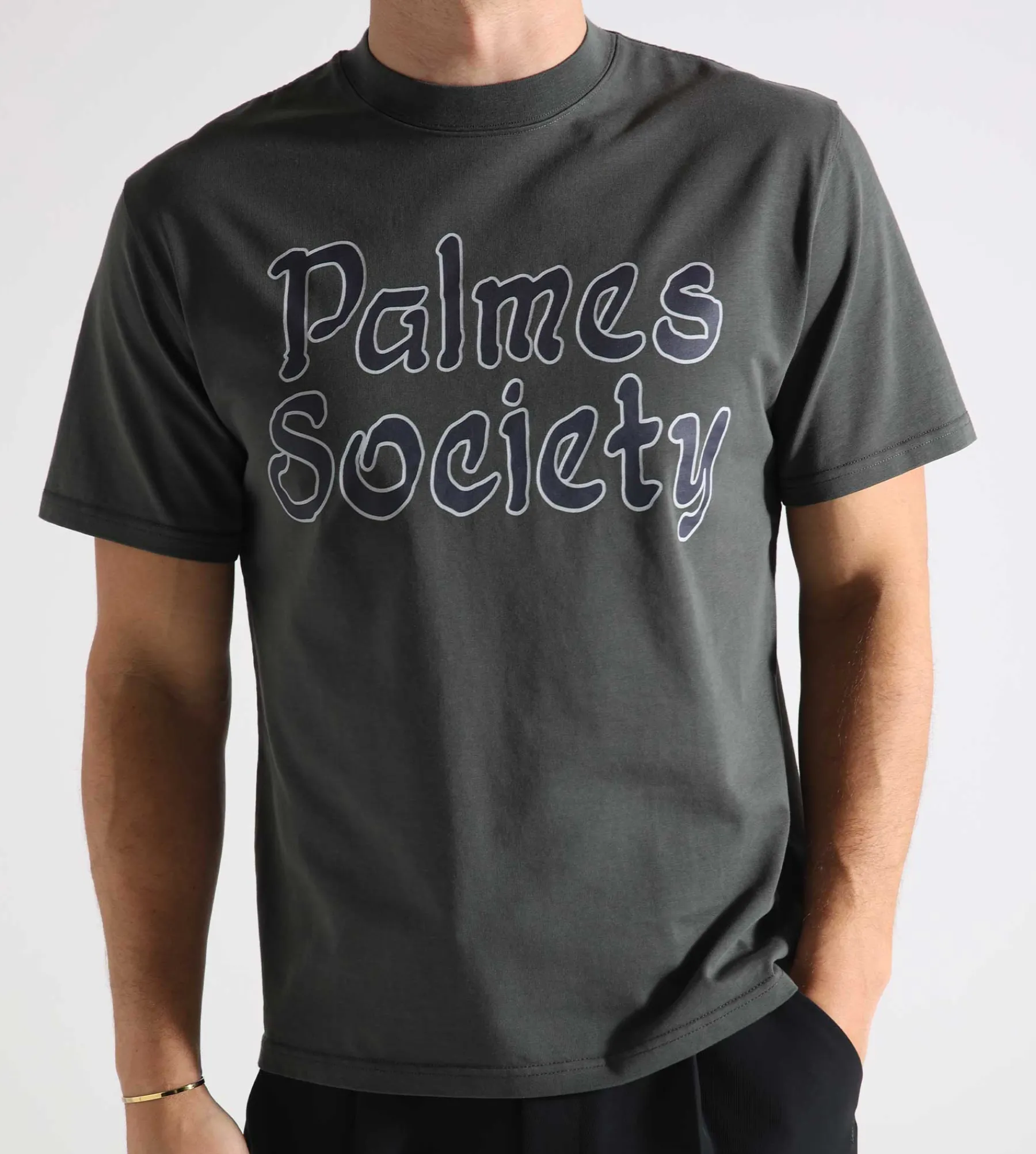 Palmes Society T-Shirt 240GSM Jersey Charcoal