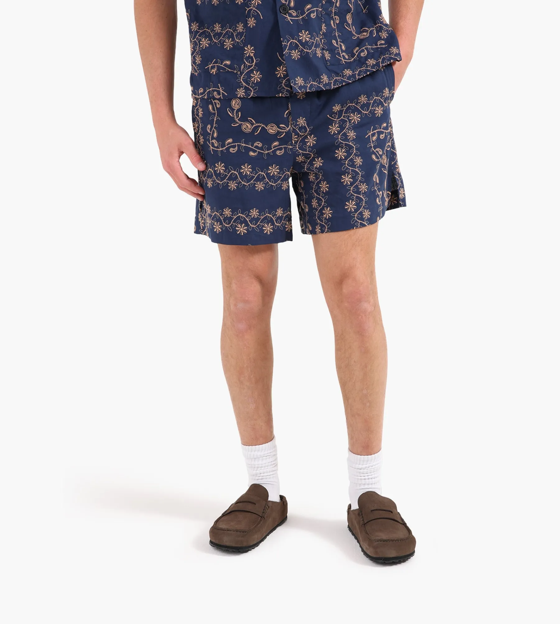 Potato Head Yin-Yang Paisley Shorts Navy Pink Beige