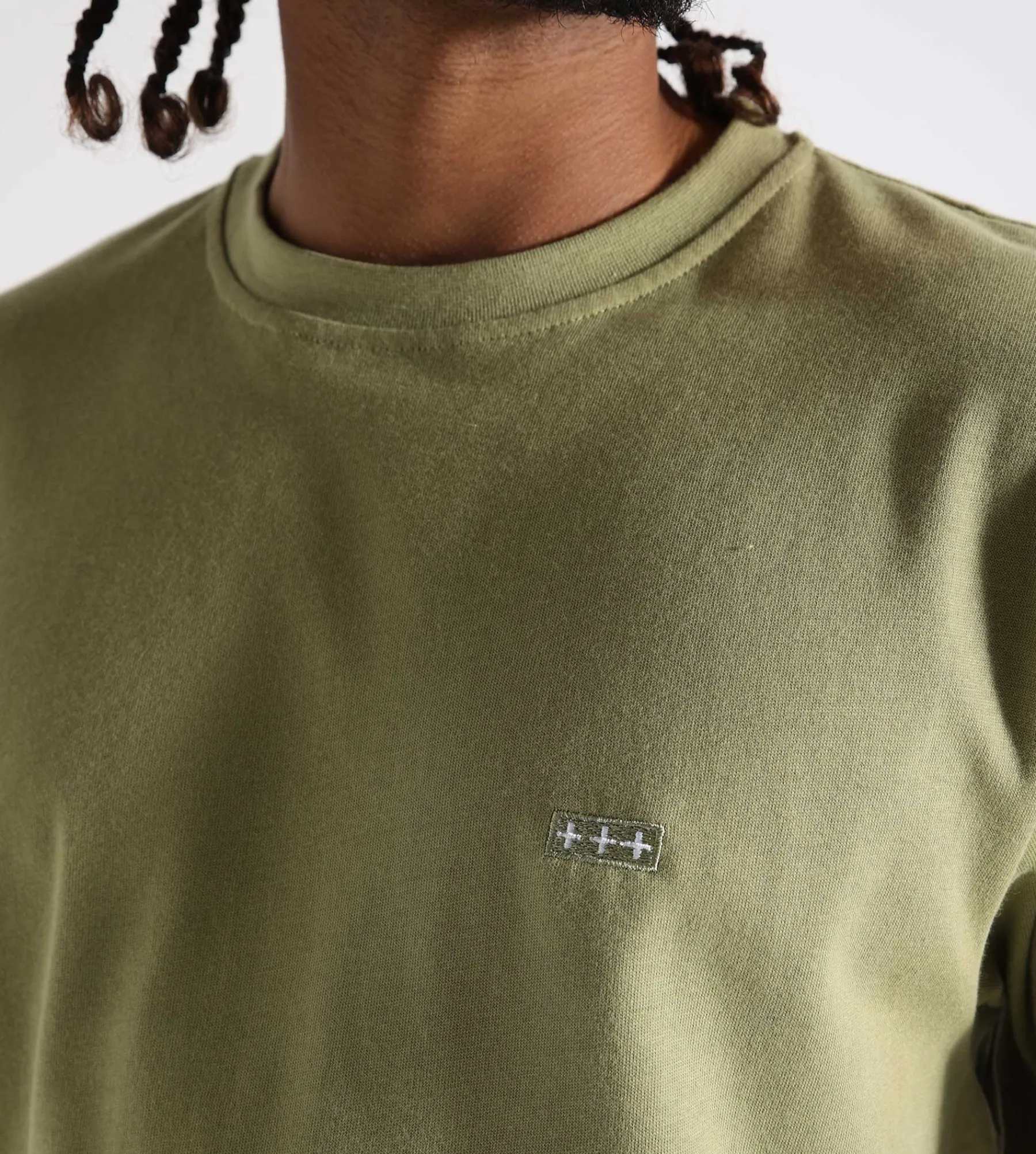 Quality Blanks QB03 Patch Logo T-shirt Olive Green